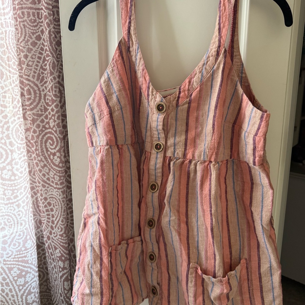 Mauve by anthropology Striped Button-Down Sleeveless Top